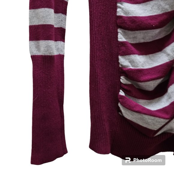 Bongo Junior Large Long Sleeve Stripe Keyhole Sweater Ruching Y2k 90s Preppy - Picture 4 of 8